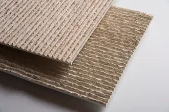 Artstone | Layered Libree Travertine panel samples with visible edge details