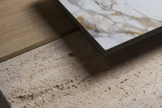 Artstone | Surface and cross-section details of the Sillyon Travertine wall panel