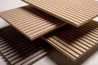 Artstone | Halycon mineral-based decorative wall panel samples with horizontal lines in warm neutral tones