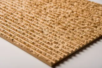 Artstone | Warm beige Libree mineral-based decorative 3D wall panel with a rugged linear travertine-effect texture