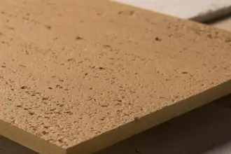 Artstone | Stacked Sillyon Travertine decorative wall panels in warm beige and light neutral tones with porous stone texture