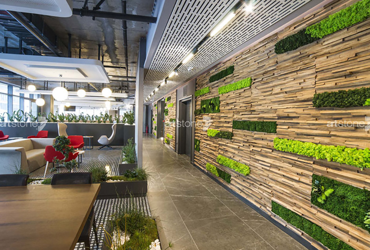 Biyofilik Tasarımlara Uyum Sağlayan Artstone Paneller..