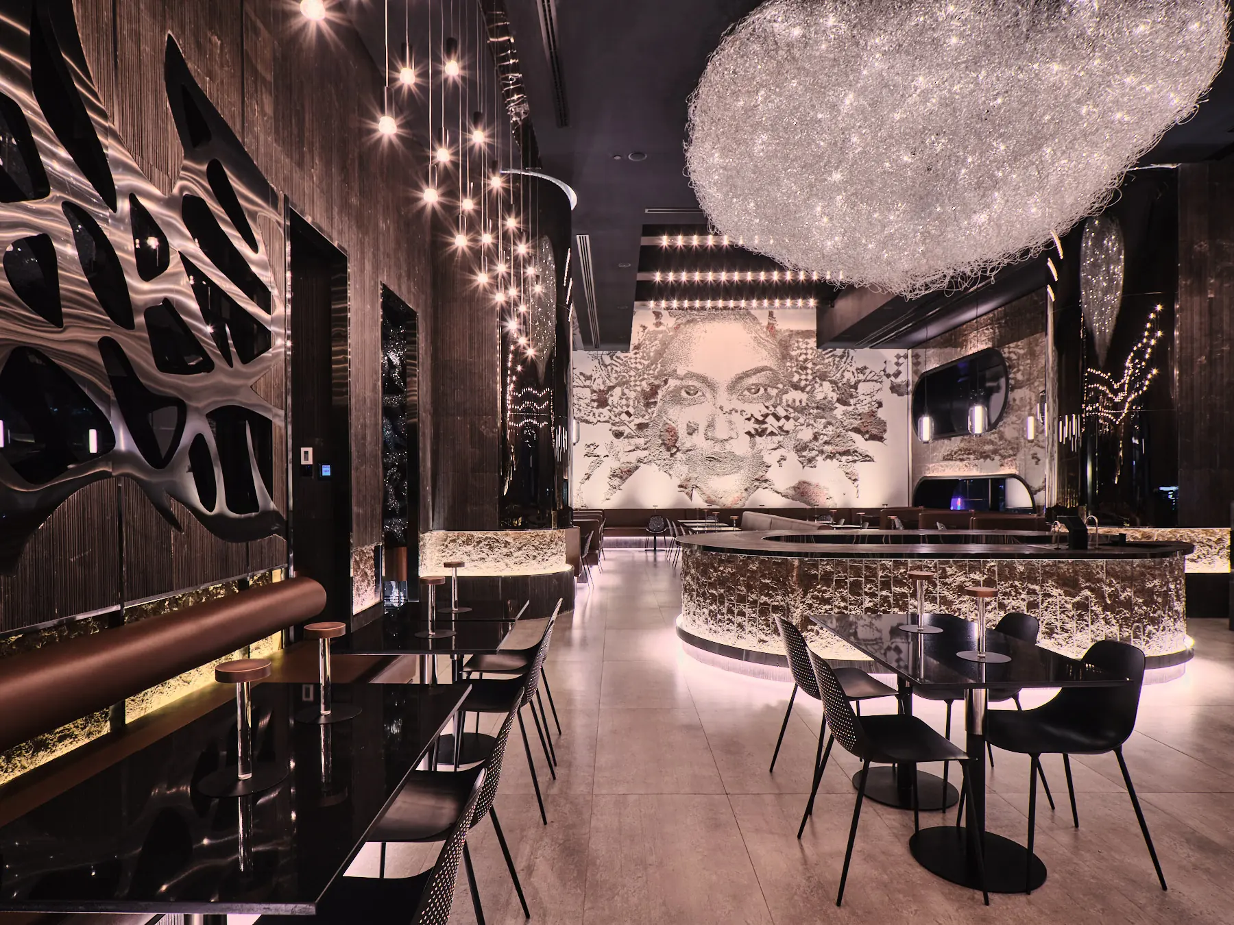Artstone | Artstone decorative wall surfaces in the interior of MJ Restaurant Kuwait